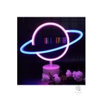 Ema Dükkan Gezegen Neon Led Işıklı Usb'li Gece Lambası Pilli Neon Led Işıklı Masa Lambası Dekoratif Aydınlatma