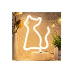 Ema Dükkan Kedi Neon Led Işıklı Usb'li Gece Lambası Pilli Neon Led Işıklı Masa Lambası Dekoratif Aydınlatma