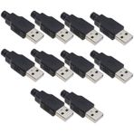 eMagTech 10'lu set USB Tip A 4 kutuplu jak DIY USB bağlantısı fişi A Tip 4 pin montaj adaptörü soket kablo aksesuarı