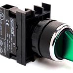 Emas B101SL32Y B Serisi Plastik 2NO II-0-I 60° Seçici Çift Dönüşlü Işıklı Yeşil 22 mm Buton