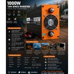 Ematcrt 1000W Tam Sinüs Inverter 12V Ac Çevirici | Sessiz Fanlı, USB Çıkışlı, Araç Karavan Tekne Solar Uyumlu Güç Inverteri ( Lisinya )