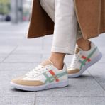 Emax Kadın Sneaker Günlük Rahat Bağcıklı Spor Ayakkabı Kaymaz Taban - Beyaz - Yeşil - Turuncu