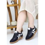 Emax Kadın Sneaker Günlük Spor Ayakkabı Casual Retro Bağcıklı Kaymaz Taban Ortopedik Trend Model - Siyah Beyaz