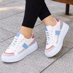 Emax Kadın Trend Kalın Taban Sneaker Spor Ayakkabı Ortopedik Taban Suni Deri Malzeme