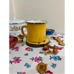Emaye Market Emaye Bardak - Kupa - Kamp Bardağı - Kahve Fincanı 10 cm - Sarı