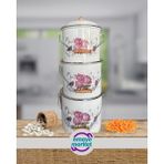 Emaye Market Emaye Patates Soğan Kovası Bakraç Yoğurt Tenceresi (24 CM10LT) (26CM13LT)(28CM16 Lt) 3 Lü Set - Pembe Gül - 24cm26cm28cm