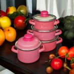 Emaye Mini Tencere Seti Saklama Kabı Seti Emaye Sos Mama Mini Yumurta Haşlama Tenceresi 8 Parça