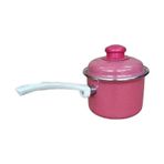 Emaye Yumurta Haşlama Sos Mama Tavası 12 cm 800ML Kırmızı Kapaklı