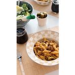 EMAYlab Beige Dama Desenli Emaye Çukur Makarna Ve Salata Tabağı 24cm