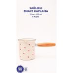 Emaylab Cupid Emaye Ahşap Saplı Cezve (500ML-6 Kişilik) - Krem