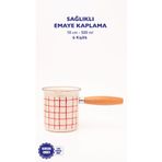 EMAYlab Cupid Kareli Emaye Ahşap Saplı Cezve (500ml-6 kişilik)