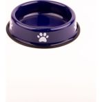 Emaylab Emaye Kedi Köpek Mama ve Su Kabı Pati Desen Lacivert