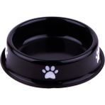 Emaylab Emaye Kedi Köpek Mama ve Su Kabı Pati Desen Siyah