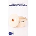 Emaylab Mood Emaye Yoğurt Fırın Haşlama Tenceresi 22CM 4litre - Krem - 4 Litre