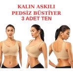 Emba Korse 3'Lü Paket Göğüs Toparlayıcı Kalın Askılı Pedsiz Sütyen Korse Spor Sütyen Büstiyer Yarım Atlet