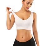 EMBA KORSE Göğüs Toparlayıcı Kalın Askılı Pedsiz Sütyen Spor Sütyen Büstiyer Yarım Atlet (BEYAZ, L-XL)