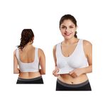 EMBA KORSE Kalın Askılı Pedli Göğüs Dikleştirici Sütyen Spor Sütyen, Toparlayıcı Büstiyer, Yarım Atlet (BEYAZ, L-XL)
