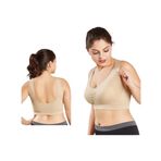 EMBA KORSE Kalın Askılı Pedli Göğüs Dikleştirici Sütyen Spor Sütyen, Toparlayıcı Büstiyer, Yarım Atlet (TEN RENGİ, 2XL-3XL)