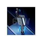 Embatech 66W Dahili Çekilebilir Kablolu Type-C + Lightning Hızlı Araç Çakmaklık Şarj Aleti