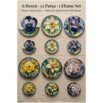 EMBazaar 12 Parça Renklerin Dansı Seramik Servis Seti | 20 cm Pasta Tabağı & Çay Altlığı