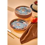 EMBazaar 6'LI Şeftali Bahçesi Serisi Full Desen Pasta Sunum Tabağı,Meyve Tabağı,Kahvaltı Servis Tabağı,Pasta Tatlı Tabağı,Hediyelik Set