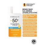 Embeauty Ton Eşitleyici Yüksek Koruma Etkili Spf50 Aydınlatıcı Pembe Yüz Güneş Kremi Hibrit Formül 50 ml