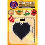 Embory Ütü ile Yapışan Arma Yama, Siyah Kalp (4 Adet) Ütüyle Yapışan Nakış Dokuma Aplike Patch