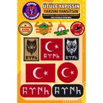Embory Ütü ile Yapışan Arma Yama, Türk Bayrağı Seti (7 ADET) Ütüyle Yapışan Nakış Dokuma Aplike Patch