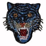 EMDOMO 1 parça Pullu Leopar Başı Yamaları Dantel Kumaş Aplike Kabartmalı Giysilere Dikmek Süslü El Sanatları Aksesuarları (Mavi)
