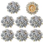 EMDOMO 19 mm Kristal Düğmeler Çiçek Gül Metal Düğme Süslemeli Koleksiyon Defteri Yapay Elmas Üzerine Dikiş Düğmeler Giyim Kaban için 5 Parça (Gümüş)