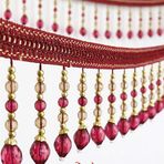 EMDOMO 6 yards Briaded Asma Boncuklar Püsküllü Püsküllü Süsleme Aplike Kumaş Şerit Şerit Şerit Perde Masa Düğün Süslemeli (kırmızı)