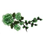 EMDOMO Çiçek Yamaları 3D Nakış Aplike Yama Dantel Kumaş Çiçek Motifli Kendin Yap Giyim Dikiş Aksesuarları El İşi 2 parça (Yeşil)