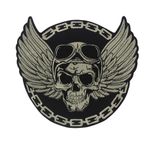 EMDOMO Kafatası Kanat Yaması, Biker Ceketler için Büyük Kafatası Yamaları, Nakış Aplike İskelet Parche, Punk Ceket Deco Kafatası Yaması (Altın)