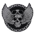 EMDOMO Kafatası Kanat Yaması, Biker Ceketler için Büyük Kafatası Yamaları, Nakış Aplike İskelet Parche, Punk Ceket Deco Kafatası Yaması (Beyaz)