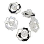 EMDOMO Kamelya Şaft Düğmeleri Çiçek İnci Düğme Dekore Edilmiş Scrapbooking Giyim Kaban için Düğmelere Dikmek 10 Parça (14 mm B)