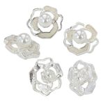 EMDOMO Kamelya Şaft Düğmeleri Çiçek İnci Düğme Süslemeli Scrapbooking Giyim Kaban için Düğmelere Dikmek 10 Parça (14 mm A)
