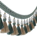 EMDOMO Püskül Saçaklı Asma Top Trim Bant Perde için Örgülü Boncuk Süslemesi Abajurlar için 2 Yard (Açık Mavi)