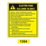 Emek İkaz Levhaları EMEK1364 Elektrik Pano Kullanım Talimatı Uyarı/ikaz Levhası