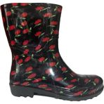 Emek Kadın Kırmızı 23 cm Çiçek Desenli Kısa Bahçe Yağmur Çizmesi EMKK809-420 - Açık - Kırmızı
