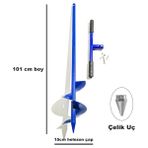Emek Toprak Burgusu (MONTAJLI KOLLU) Su Sondajı-direk-fidan Dikme Aparatı 101 Cm Boy 15 Cm Helezon