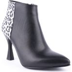 Emel Ayakkabı Modern Klasik Sade Topuklu Stiletto Deri Bot Siyah Leopar 4412 - Siyah - Leopar