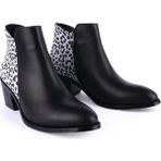 Emel Ayakkabı Sade Düz Rahat Modern Vesten Bot Siyah&leopar 5011