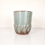 Emel Ceramics Flora El Yapımı Seramik Kahve Kupası – Espresso & Filtre Kahve İçin, Geometrik Çiçek Form, 260 ml - Turkuaz - Kahverengi