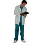 Emel Tekstil Doktor Erkek Yaka Beyaz Önlük Uzun Kol Standart Boy Unifroma - 48