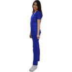 Emel Tekstil Doktor Hemşire Likralı Terrycoton Saks Mavisi V Yaka Forma Takım - 38