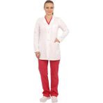 Emel Tekstil Doktor Hemşire Terikoton Beyaz Bayan Uzun Kol Önlük Terikoton Uniforma - 36