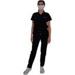 Emel Tekstil Likralı Doktor Hemşire Lacivert Forma V Yaka Üniforma Takım 4804