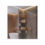EMFA AKSESUAR Bakır 3'lü Banyo Şampuanlık Rose Gold Banyo Rafı Pirinç Malzeme Paslanmaz Eskitme