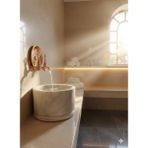 Emfa Aksesuar Bakır Eskitme Kurna Seti - Hamam Muslukları Seti 2 Adet Rose Gold Musluk 1 Adet Ağır Hamam Tası - Antik