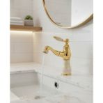 EMFA AKSESUAR Gold Spiralli Mermer Detaylı Lavabo Bataryası - Uzayabilen Altın Spiral Lavabo Musluğu